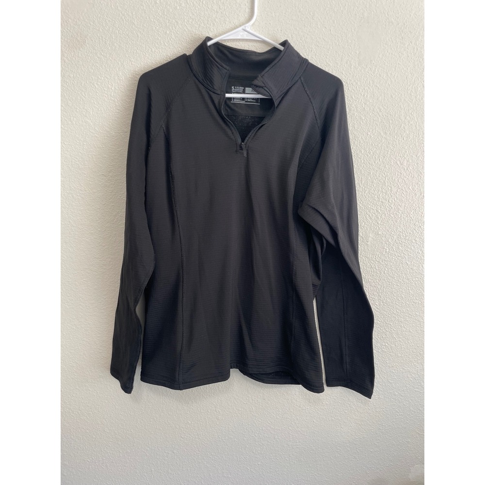 5.11 Tactical Mens XL Quarter Zip Pullover Waffle Top Black Grid Fleece Top